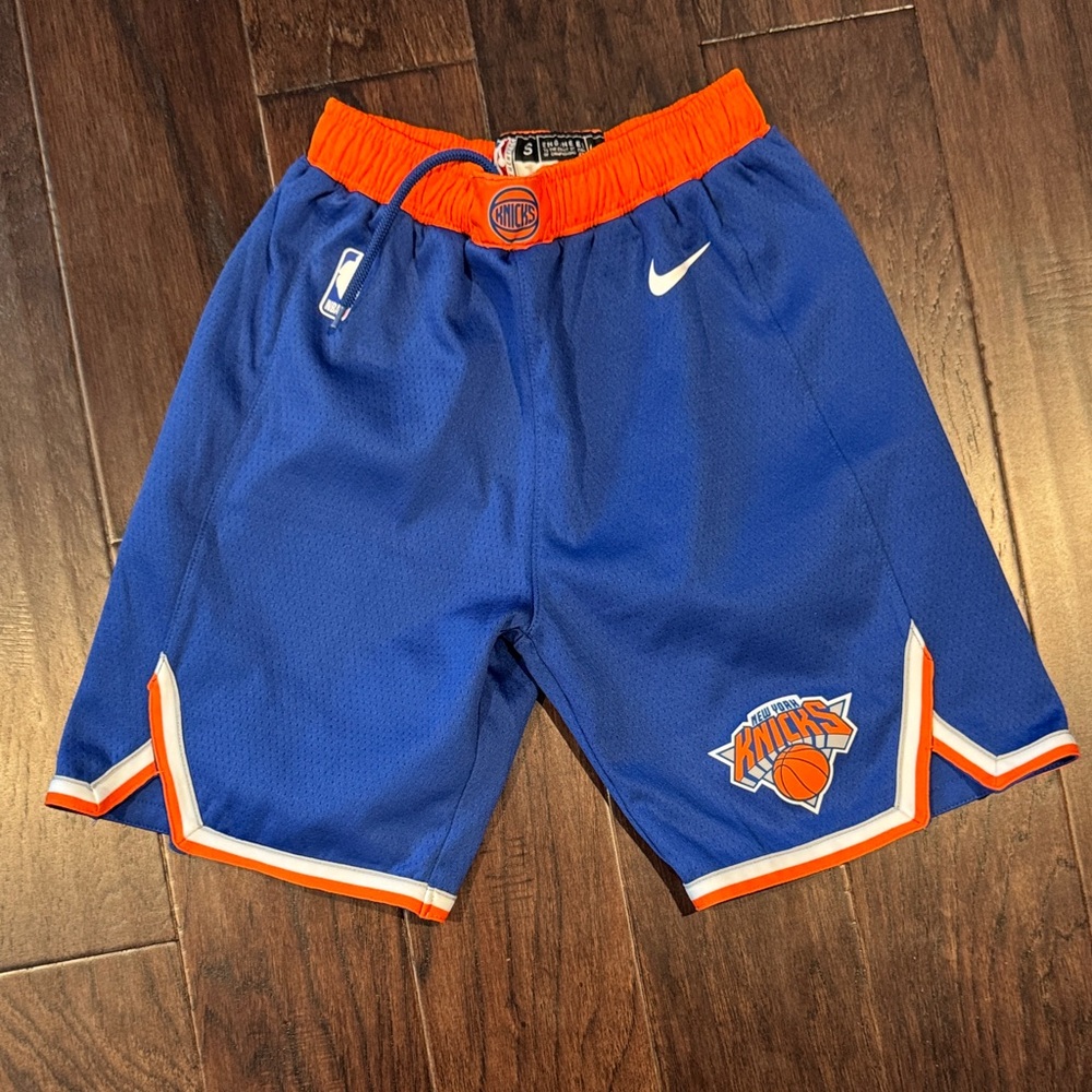 Nike Blue and Orange Knicks Basketball Shorts